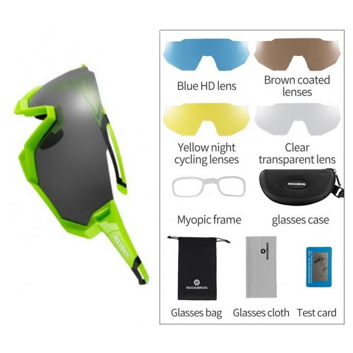 Okulary rowerowe / sportowe z polaryzacją, wymienne soczewki UV400 ROCKBROS (10133) zielone