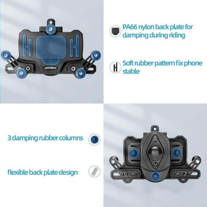 Uchwyt na telefon Heavy Duty metalowy z absorpcją drgań (25210012001) ROCKBROS