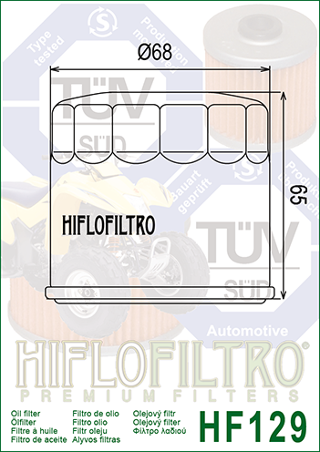 FILTR OLEJU HIFLO HF129 KAWASAKI KAF820/950 '00-'19
