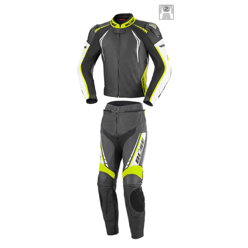 Kombinezon motocyklowy męski BUSE Silverstone Pro czarno-neonowy 106408