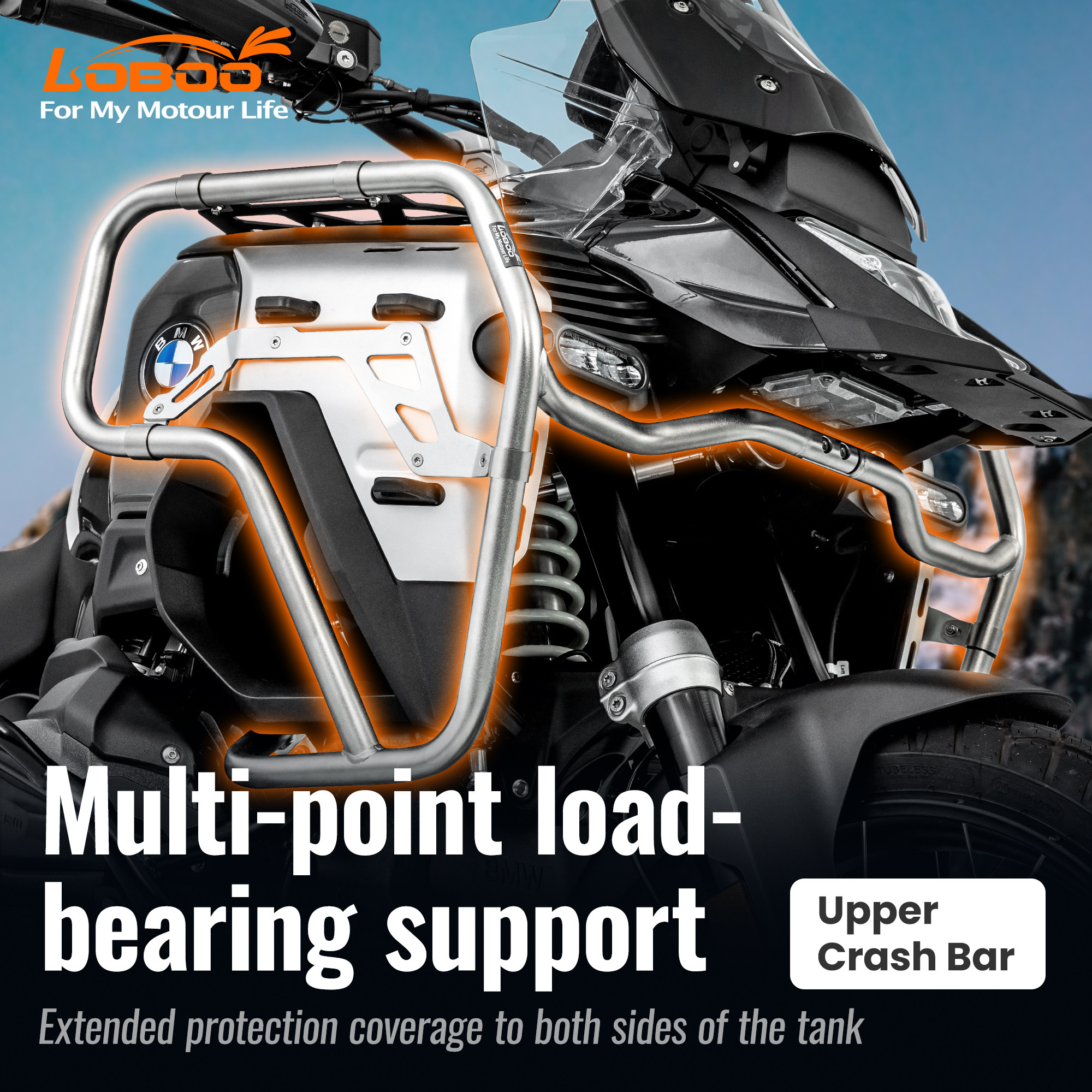 LOBOO Gmole górne do BMW R1300GS ADVENTURE (2024-) srebrne