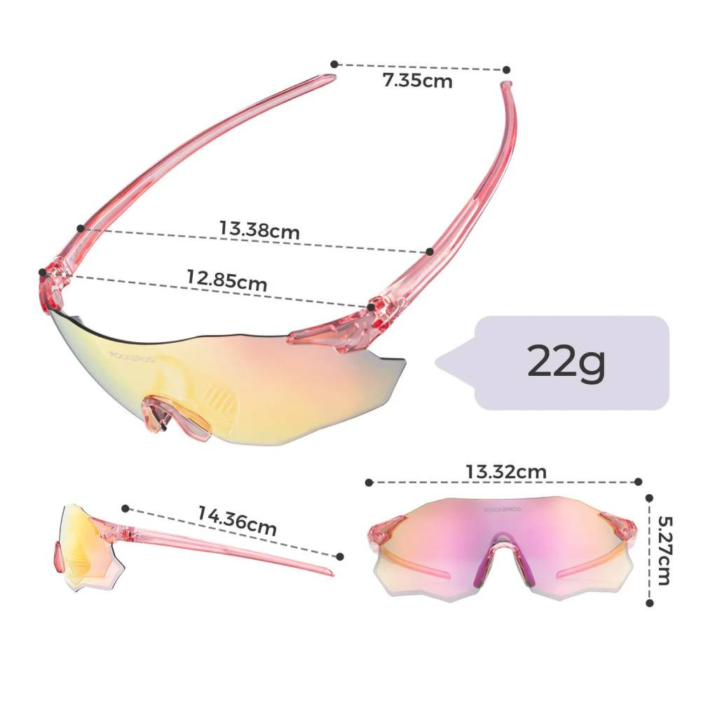 Okulary sportowe, ultralekkie z ochroną UV400 - fioletowe soczewki lustrzane Rockbros 14120012005