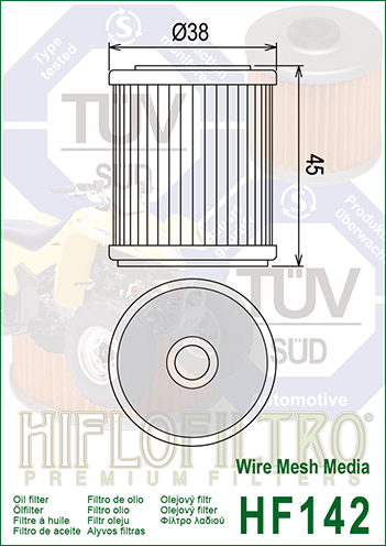 FILTR OLEJU HIFLO HF142 YAMAHA YFM 350/400, YZF 426