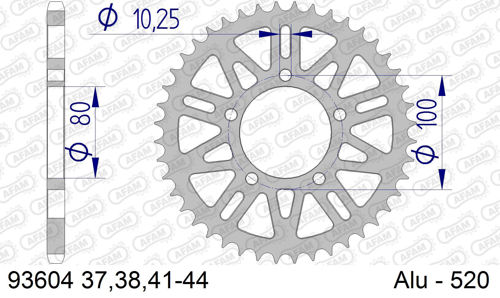 AFAM Zębatka tylna aluminiowa do łańcucha 520 kod 93604-43