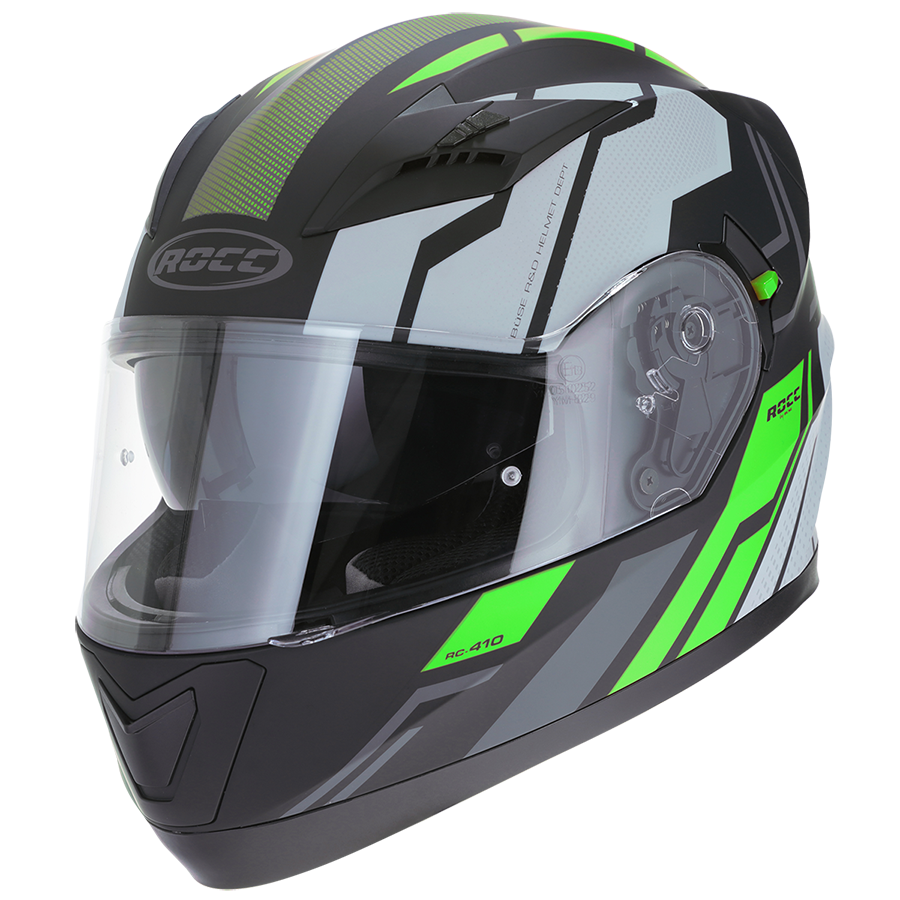 Kask motocyklowy ROCC 416 czarno-zielony