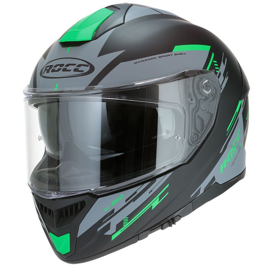 Kask motocyklowy ROCC 861 czarno-zielony