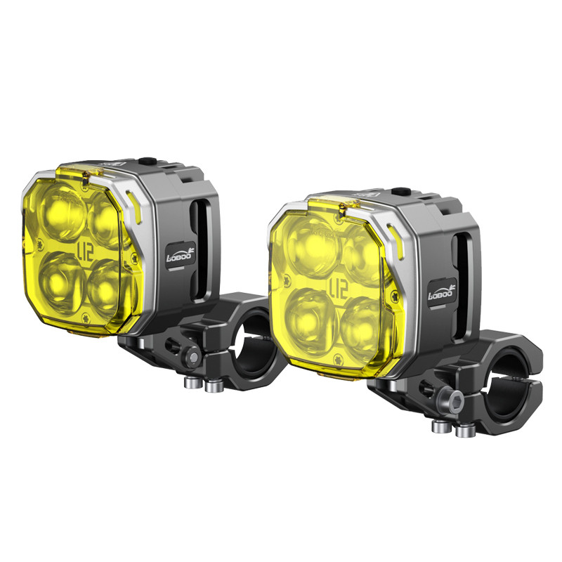 LOBOO L12T lampy LED drogowe i mijania pomocnicze, uchwyt o średnicy 22/25/28 mm, 15 200 Lumenów, homologacja, czarne, zestaw