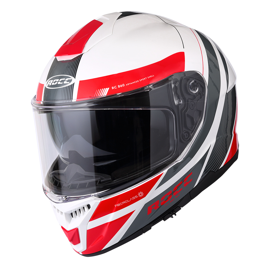 Kask motocyklowy ROCC 862 biało-czerwony