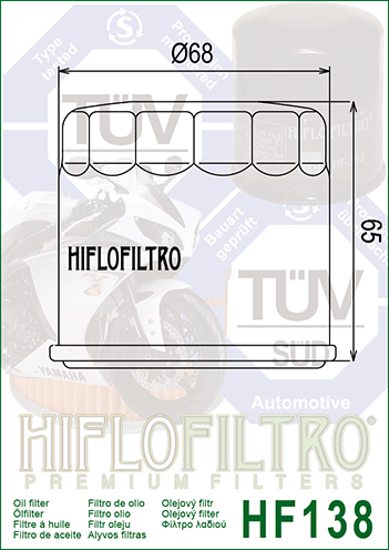 Hiflofiltro FILTR OLEJU HIFLO HF138 GSX/GSXR/SV/TL/VZ/VS/DL