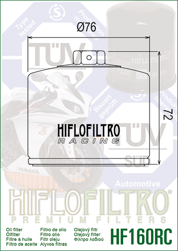 FILTR OLEJU HIFLO HF160RC BMW K1200/1300, S1000RR, F 650/700/800 GS 07-16