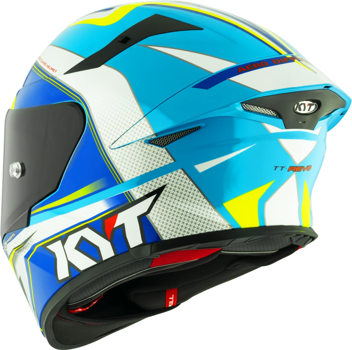 Kask motocyklowy KYT TT-REVO GRAND PRIX Biały/Jasny Niebieski