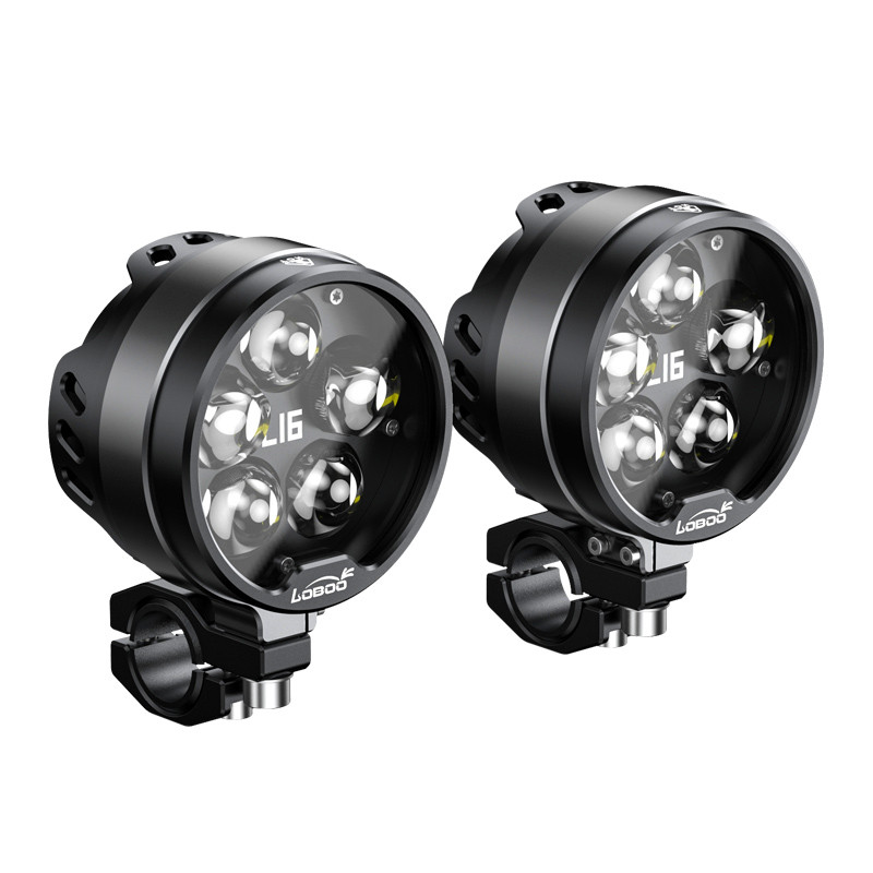 LOBOO L16 lampy LED drogowe i mijania pomocnicze, 19 000 Lumenów, 8-stopniowa skala świecenia, homologacja, czarne, zestaw
