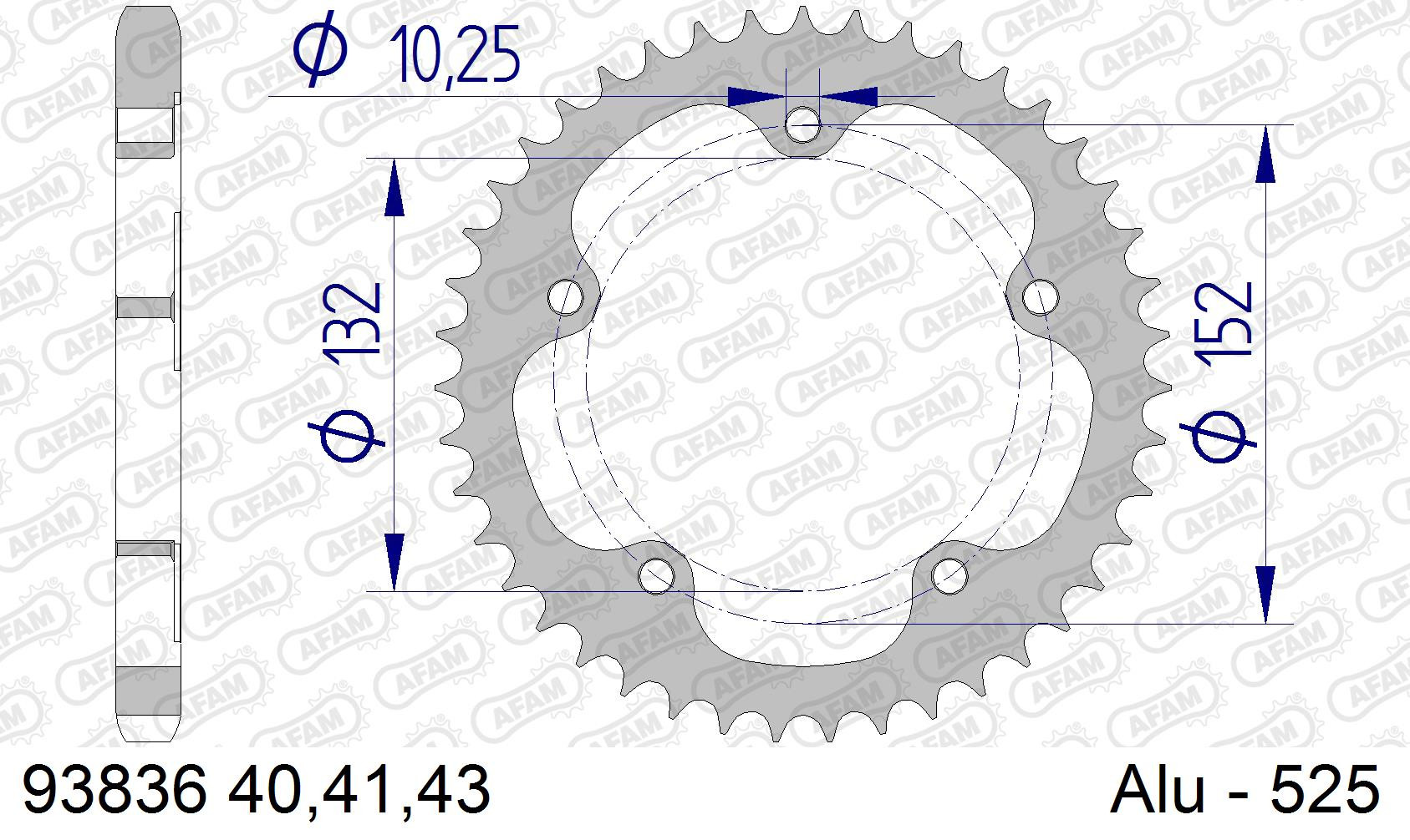 AFAM Zębatka tylna aluminiowa do łańcucha 525 kod 93836-41