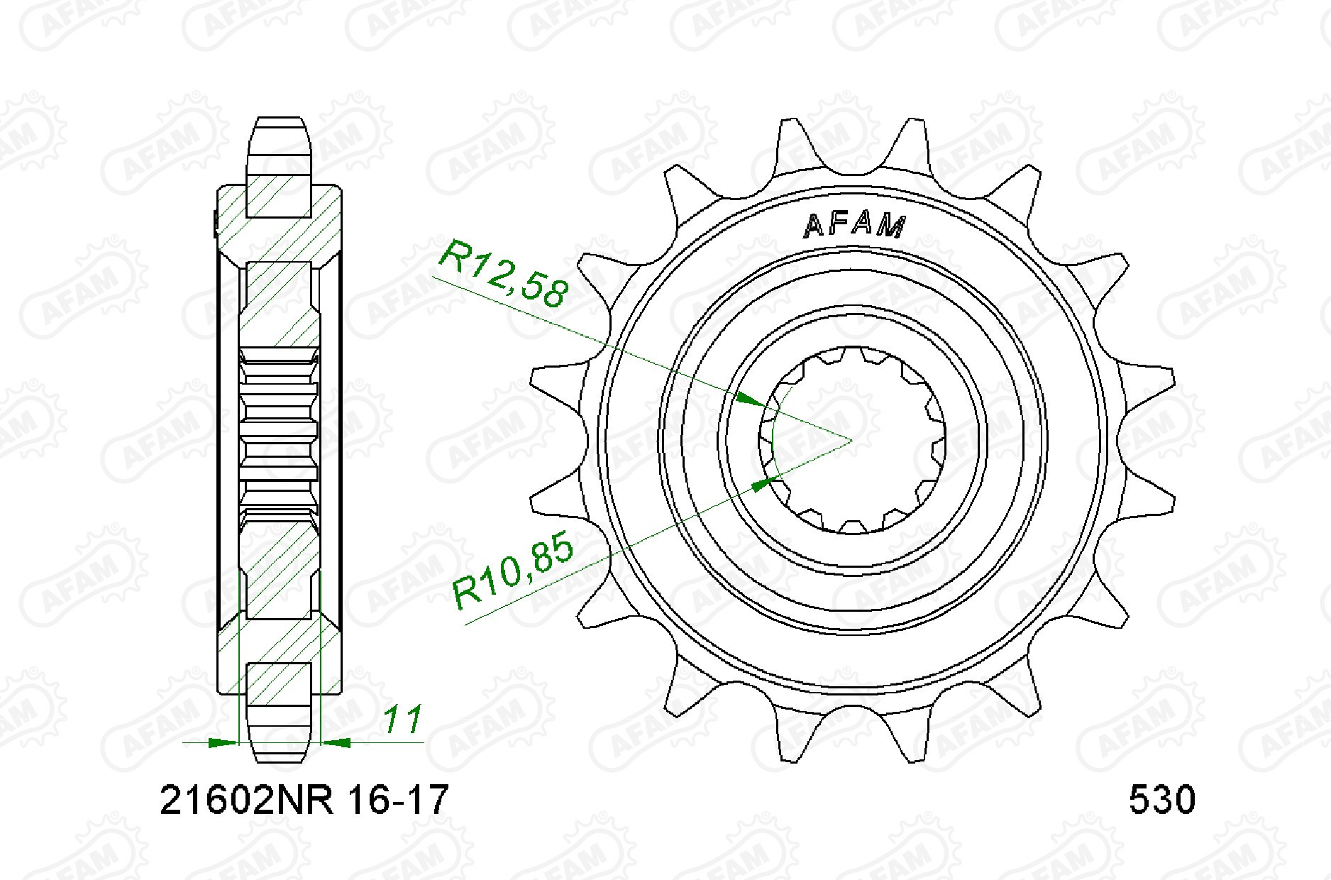 AFAM Zębatka przednia do łańcucha 530 kod 21602-17