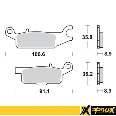 ProX Racing Parts ProX Klocki Hamulcowe Tylne YFM550/700F Grizzly '07-17 (right) (odpowiednik EBC FA446R)