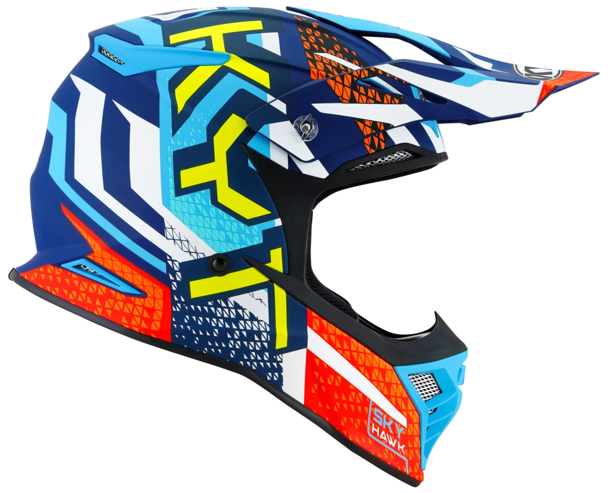 Kask motocyklowy KYT SKYHAWK HYPERFLOW MATT JASNY NIEBIESKI/CZERWONY E06