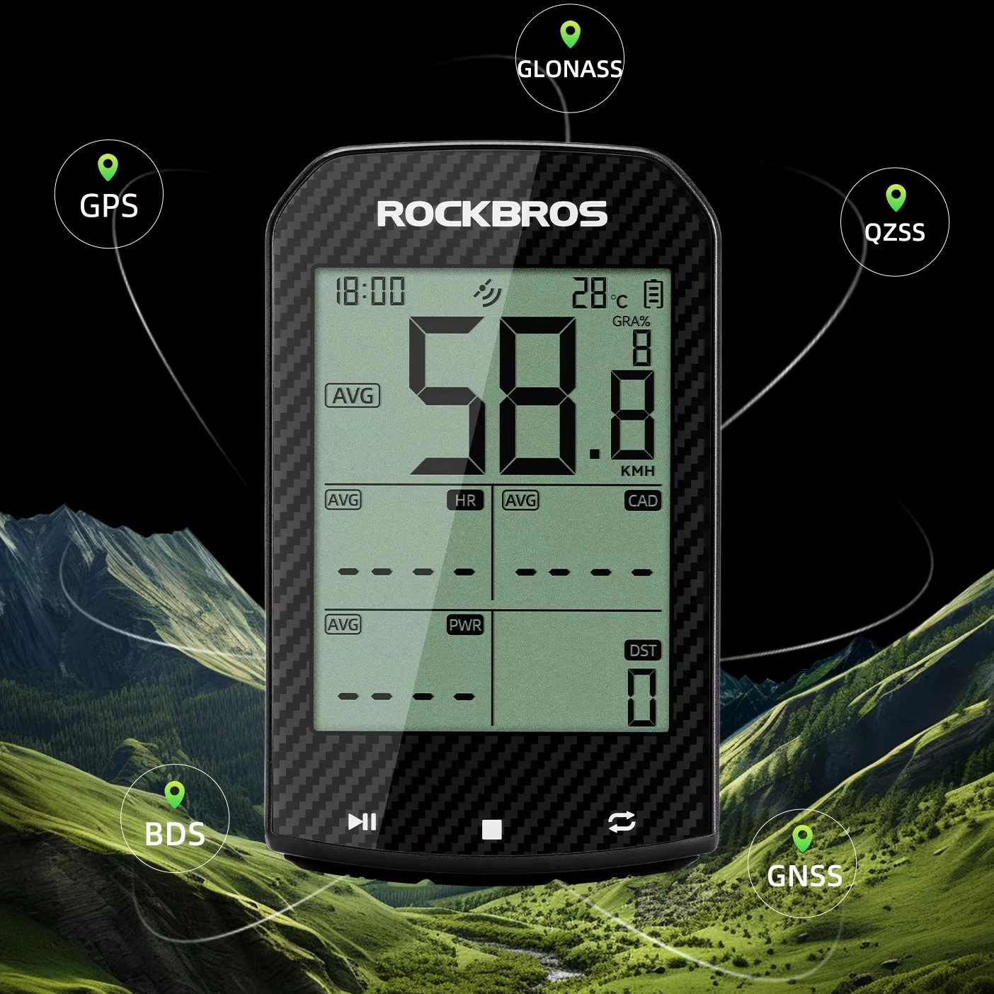 Licznik komputer rowerowy z GPS ANT+ IPX6 BLUETOOTH Rockbros M1 PRO