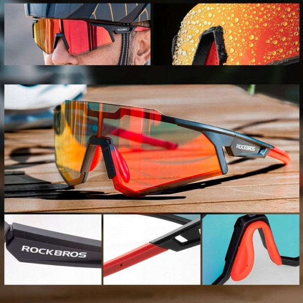 Okulary rowerowe / sportowe z polaryzacją ROCKBROS UV400 (14110006005) czarno-czerwone