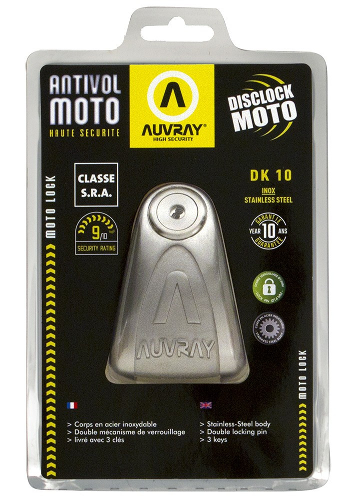 AUVRAY blokada na tarczę DK10 - stal nierdzewna, średnica bolca 10mm (klasa S.R.A.)