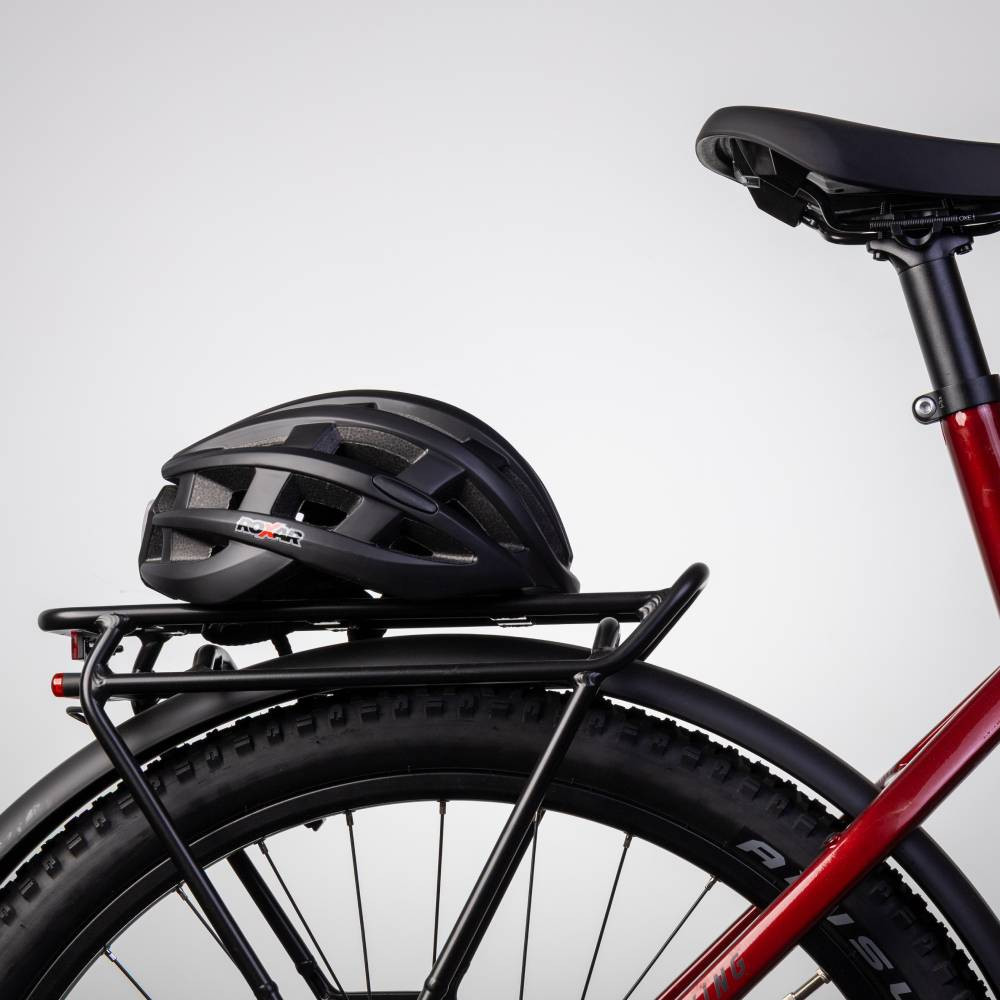 Kask rowerowy miejski / szosowy ROXAR STREET czarny matowy z wbudowaną lampką
