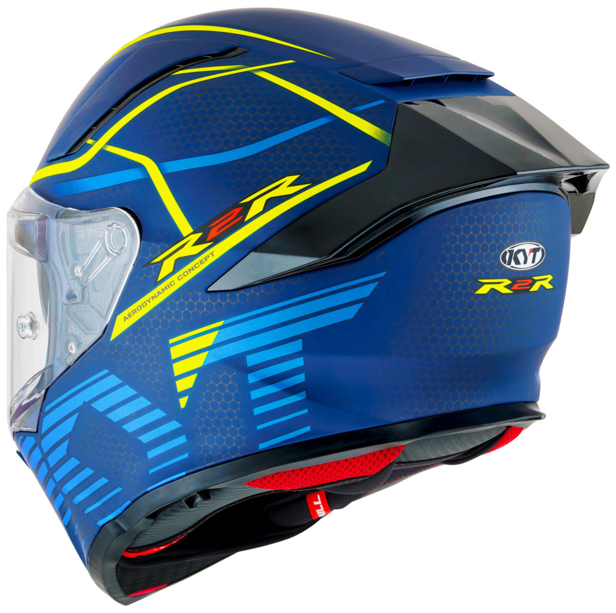 Kask Motocyklowy KYT R2R CONCEPT matowy niebieski/żółty ECE/ONU 22-06