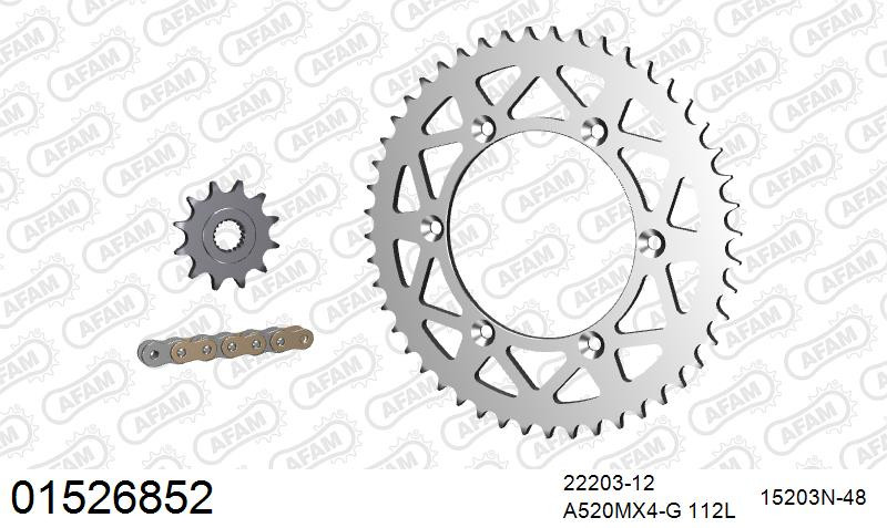 AFAM Zestaw napędowy (alu) SUZUKI 250 RM-Z 2007-2009 (łańcuch A520MX6-GG 112L, zębatki 12, 48)
