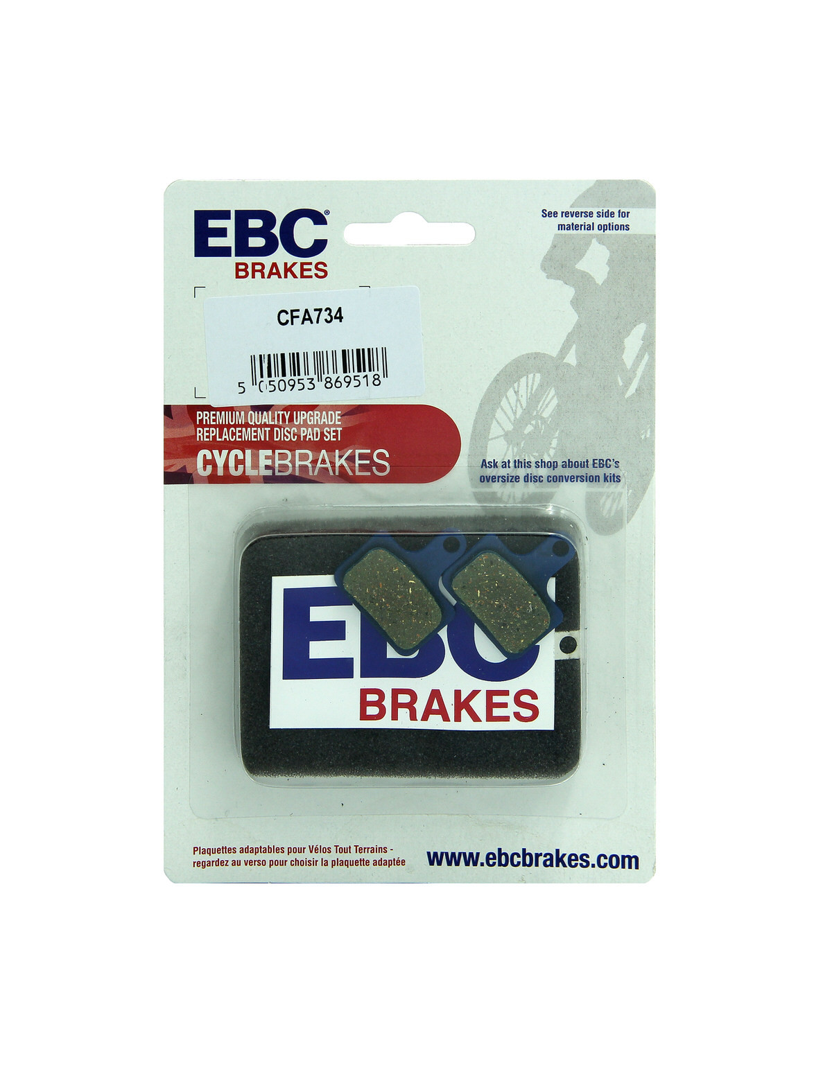 CFA734 - Klocki hamulcowe rowerowe (organiczne) EBC Brakes