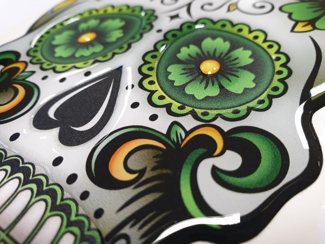 ONEDESIGN Tankpad zielony Skull with domed zones
