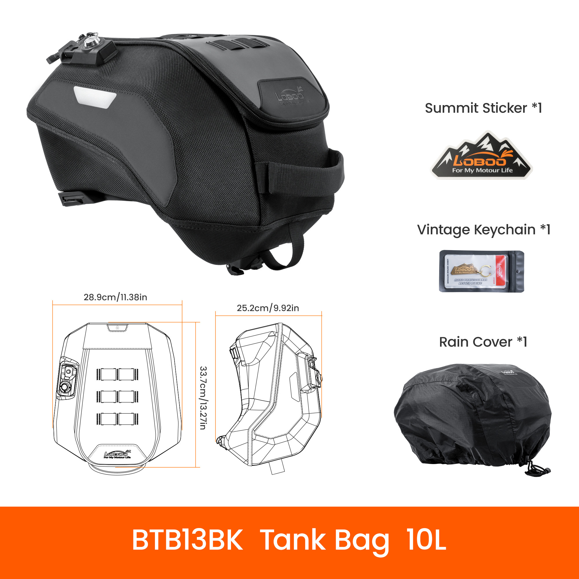 LOBOO Tank Bag 10L, z funkcją szybkiego demontażu dedykowany do BMW R1300GS Adventure