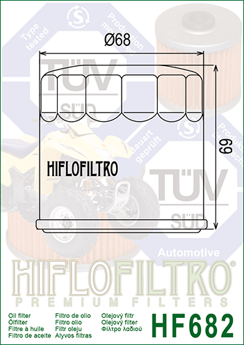 FILTR OLEJU HIFLO HF682 HYOSUNG TE 450 (ATV) '08-'11, CF MOTO CF 450 MT / NK / SR '23-'24, CF 650 MT / NK / TK '14-'24, QUADZILL