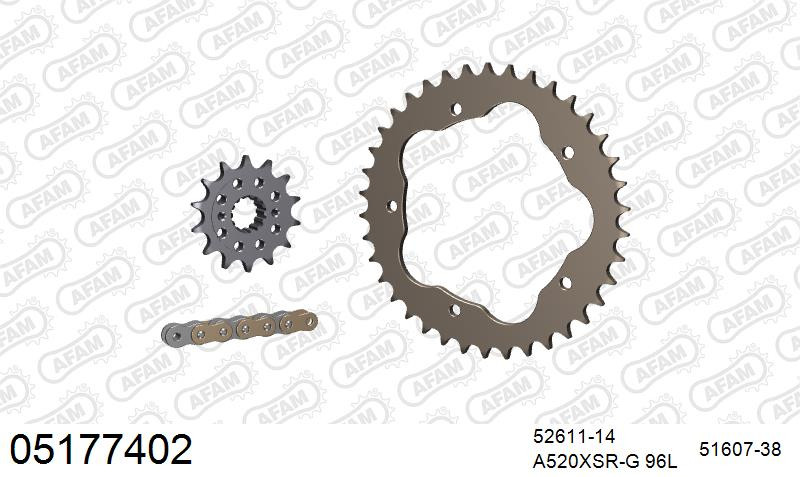 Zestaw napędowy AFAM do DUCATI 748 Biposto, 748R, 748S Biposto, Monoposto, 748SP, Testa Bassa (all for sprocket carrier PCD1)