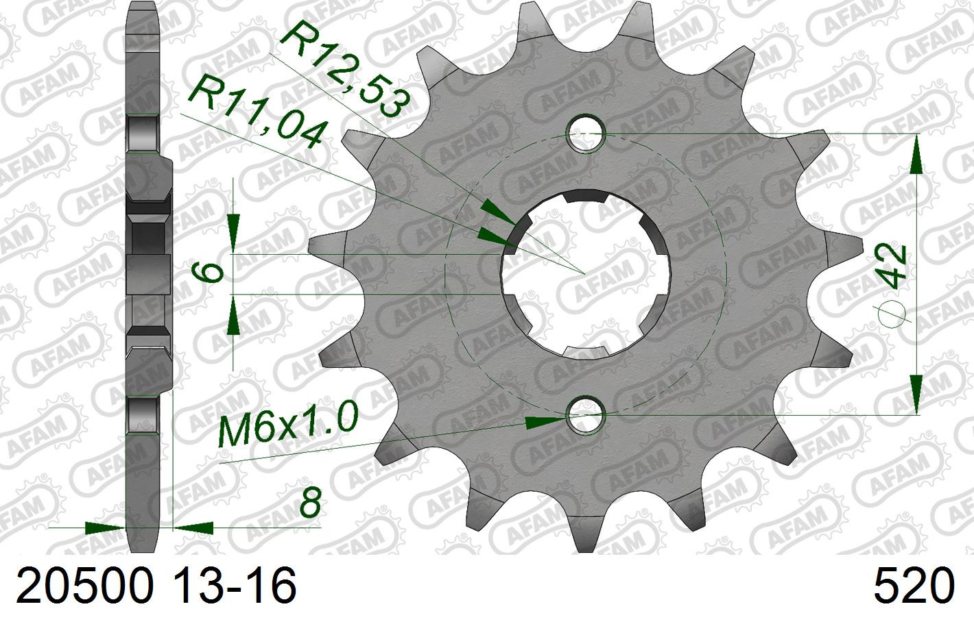 AFAM Zębatka przednia do łańcucha 520 kod 20500-13