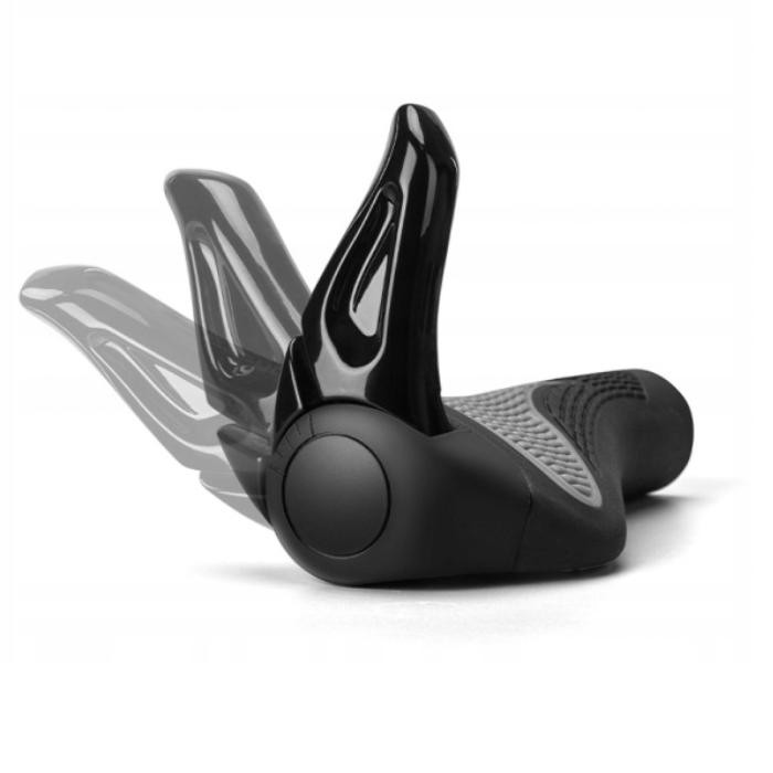 Gripy rowerowe MTB rogi ROXAR ergonomiczne szary-czarny
