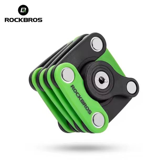 Zabezpieczenie rowerowe składane ROCKBROS (WD795BG) zielone, hartowana stal