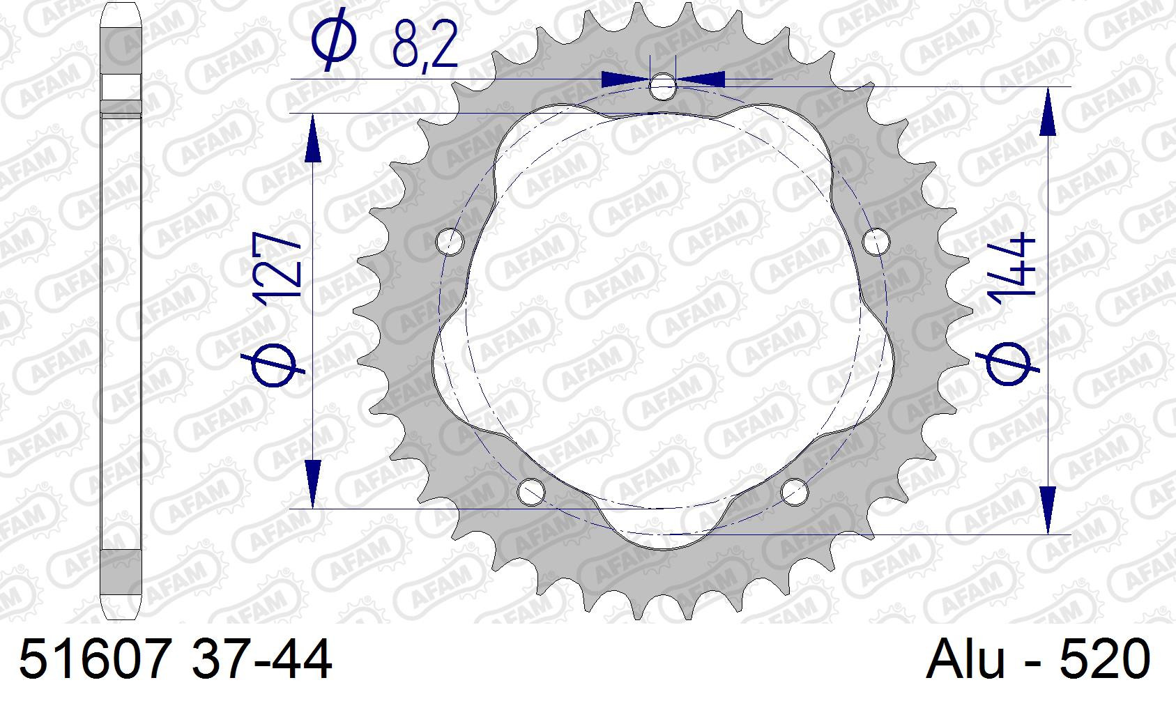 AFAM Zębatka tylna aluminiowa do łańcucha 520 kod 51607-38