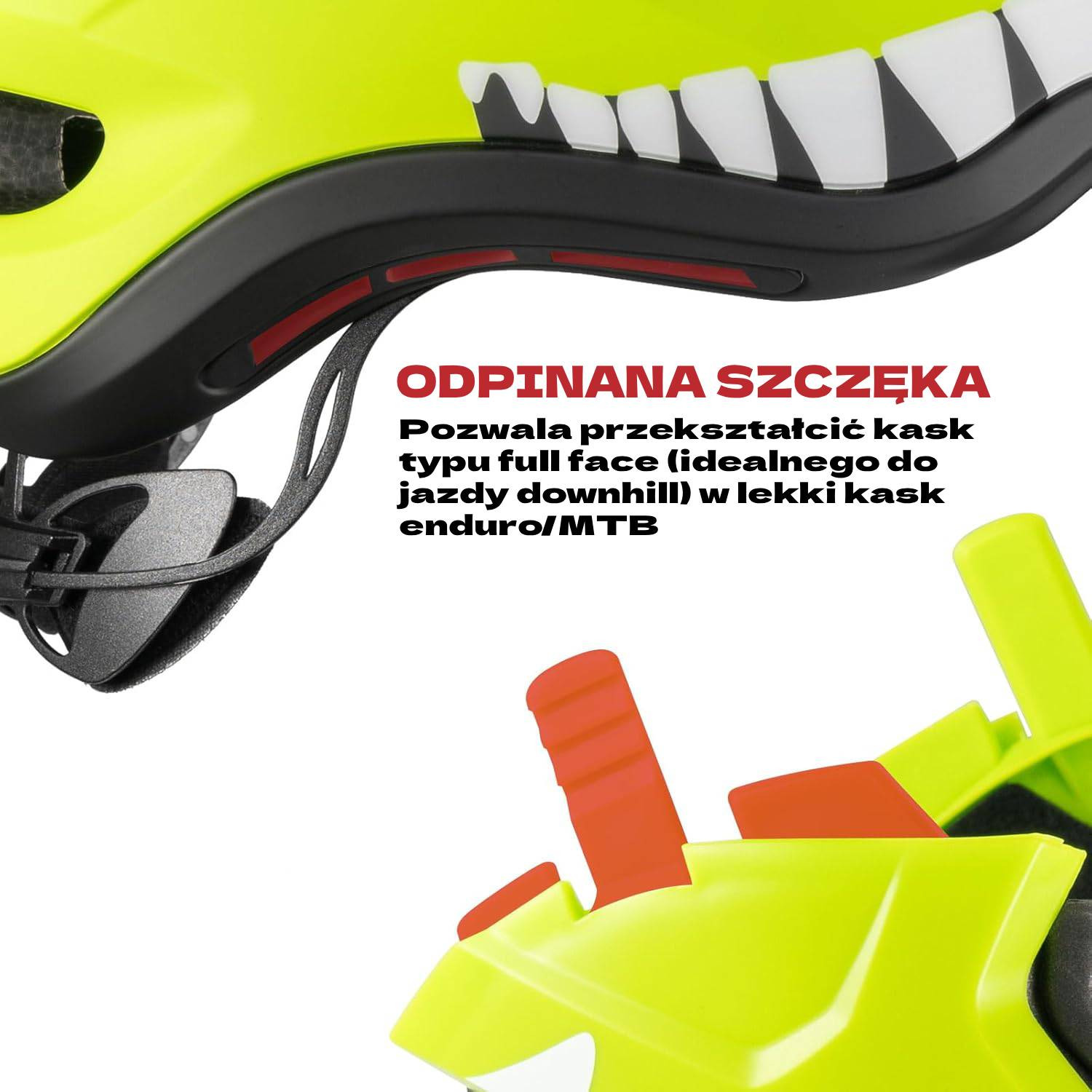 Kask dziecięcy z odpinana szczęką 2w1 ROCKBROS TT-32003 Green Shark zielony