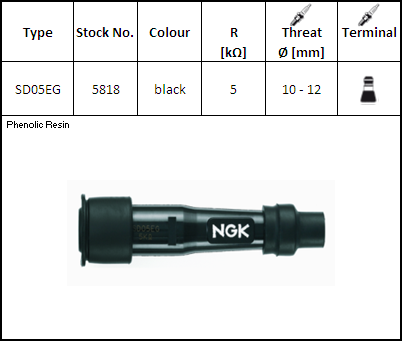 NGK Fajka Świecy SD05EG (kod. 5818) YBX