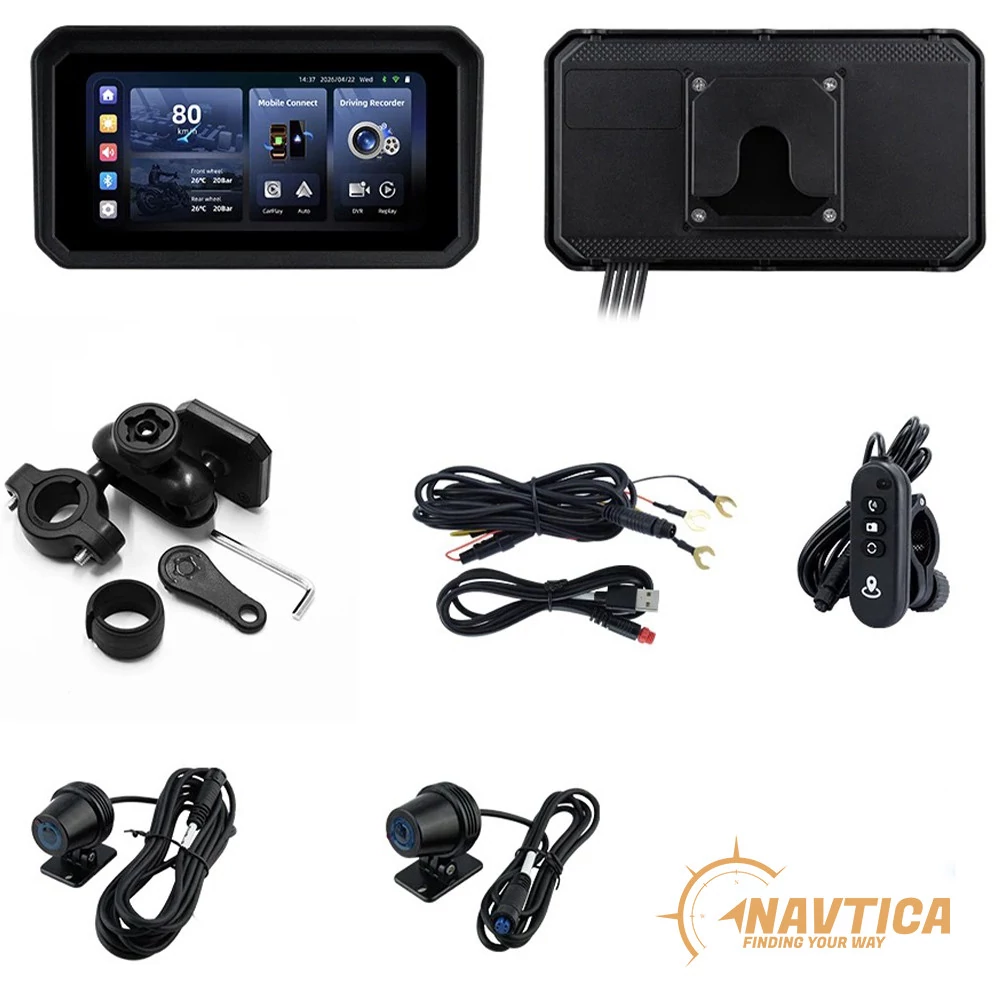 Ekran nawigacyjny do motocykla z kamerami NAVTICA Nomad Plus DVR, 6,25 cali, CarPlay, Android Auto