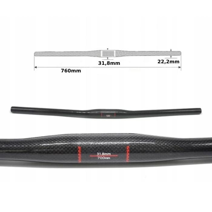 Kierownica rowerowa MTB 760mm ROXAR carbonowa 151g