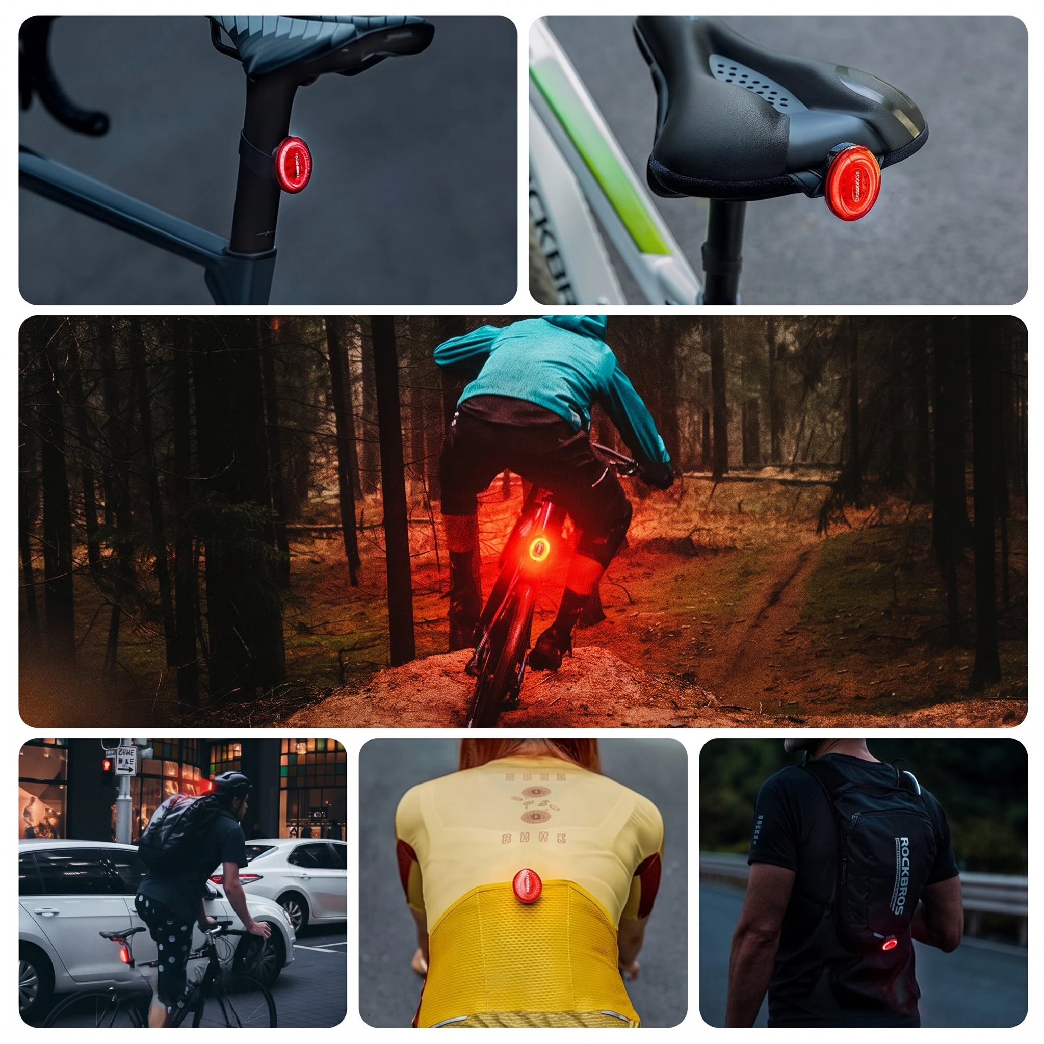 Lampka rowerowa tył Rockbros z czujnikiem hamowania IPX7 USB magnetyczna