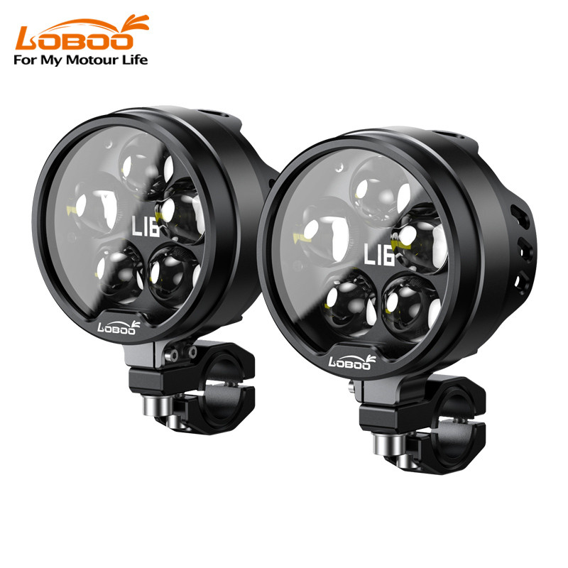 LOBOO L16 lampy LED drogowe i mijania pomocnicze, 19 000 Lumenów, 8-stopniowa skala świecenia, homologacja, czarne, zestaw