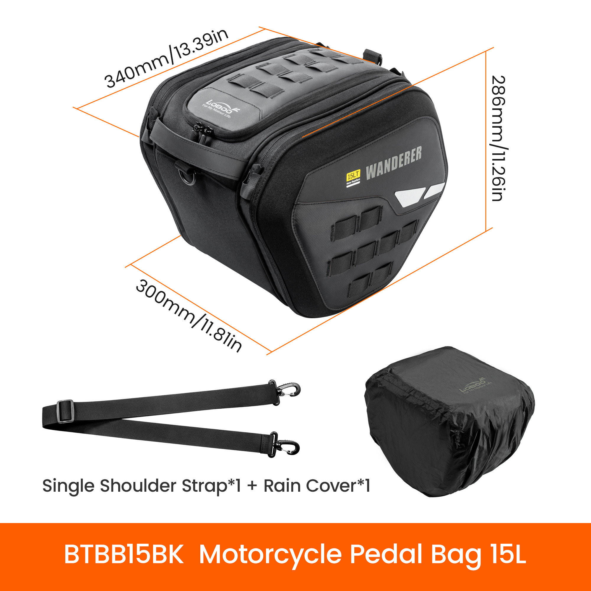 LOBOO Uniwersalny tankbag do skuterów o szerokości tunelu centralnego 280–290 mm, 15L