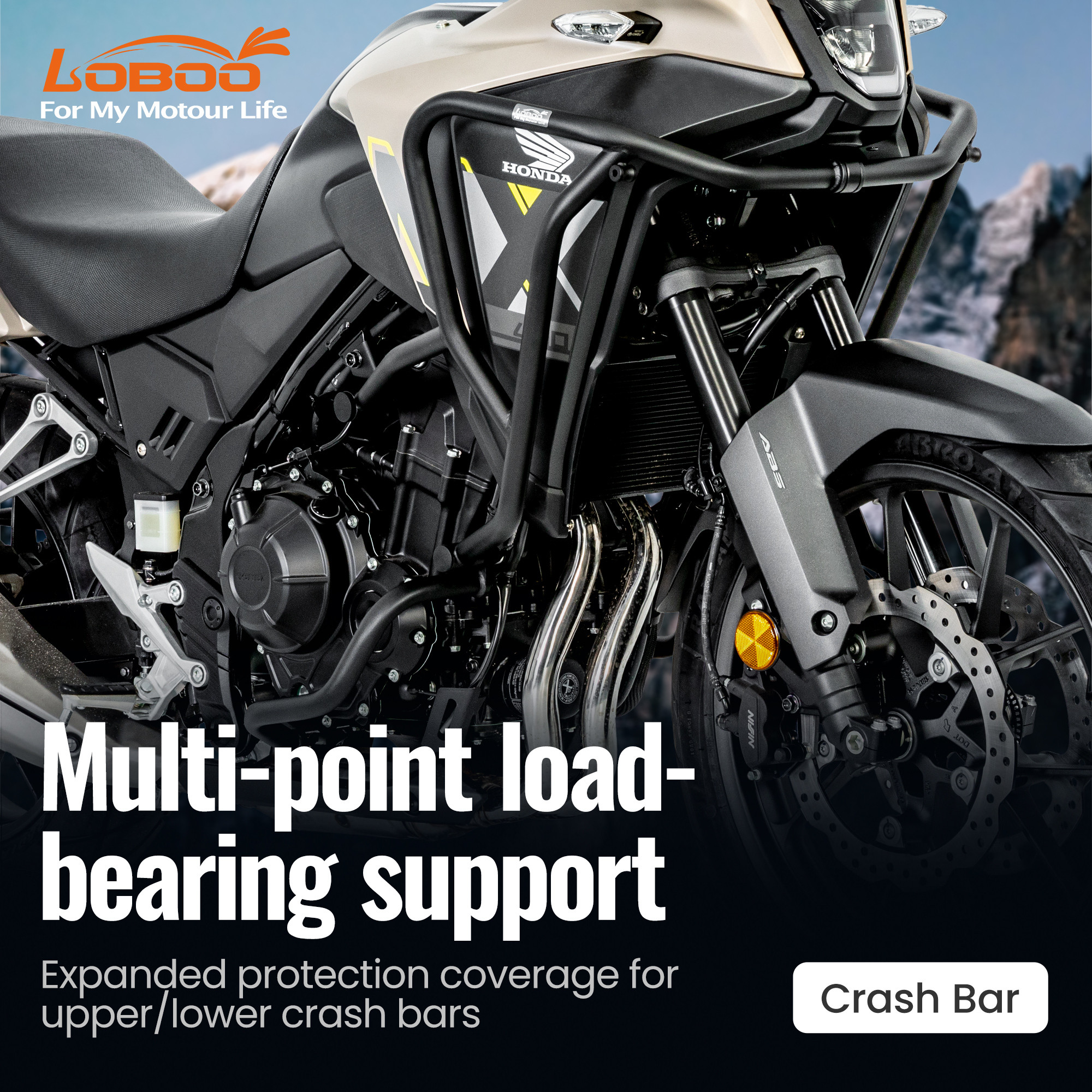 LOBOO Gmole do HONDA NX400 (2024-) HONDA NX500 (2024-) srebrne