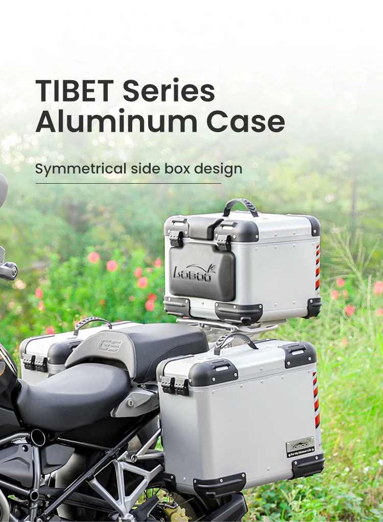 LOBOO TIBET Kufry boczne czarne 35+28L, aluminium, 2 zamki, wodoodporne, 1 zestaw - 2 szt