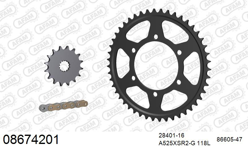 Zestaw napędowy AFAM do TRIUMPH, Street Triple 675 From VIN 560477, Triple 675 R, Street Triple 675 R From VIN 560477 675 RX