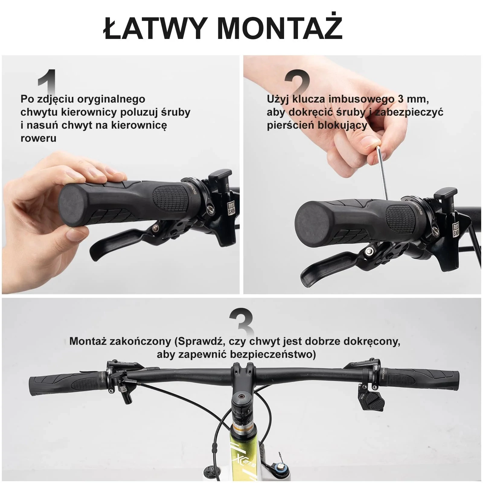 Chwyty rowerowe ergonomiczne rączki gripy Rockbros 22,2 mm kierownicy
