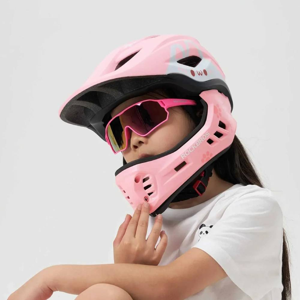 Kask dziecięcy z odpinana szczęką 2w1 ROCKBROS TT-32001 Różowy pink