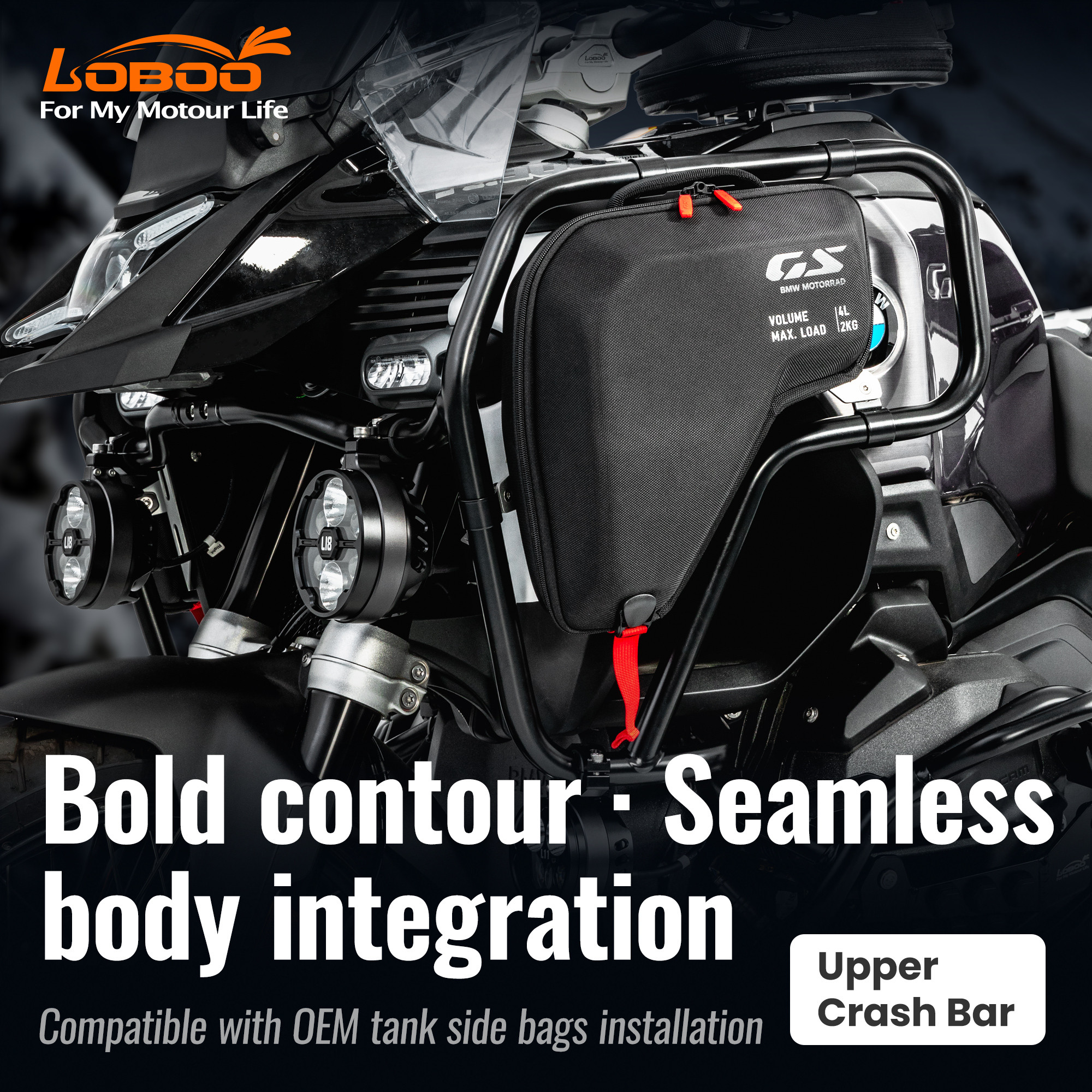 LOBOO Gmole górne do BMW R1300GS ADVENTURE (2024-) czarne