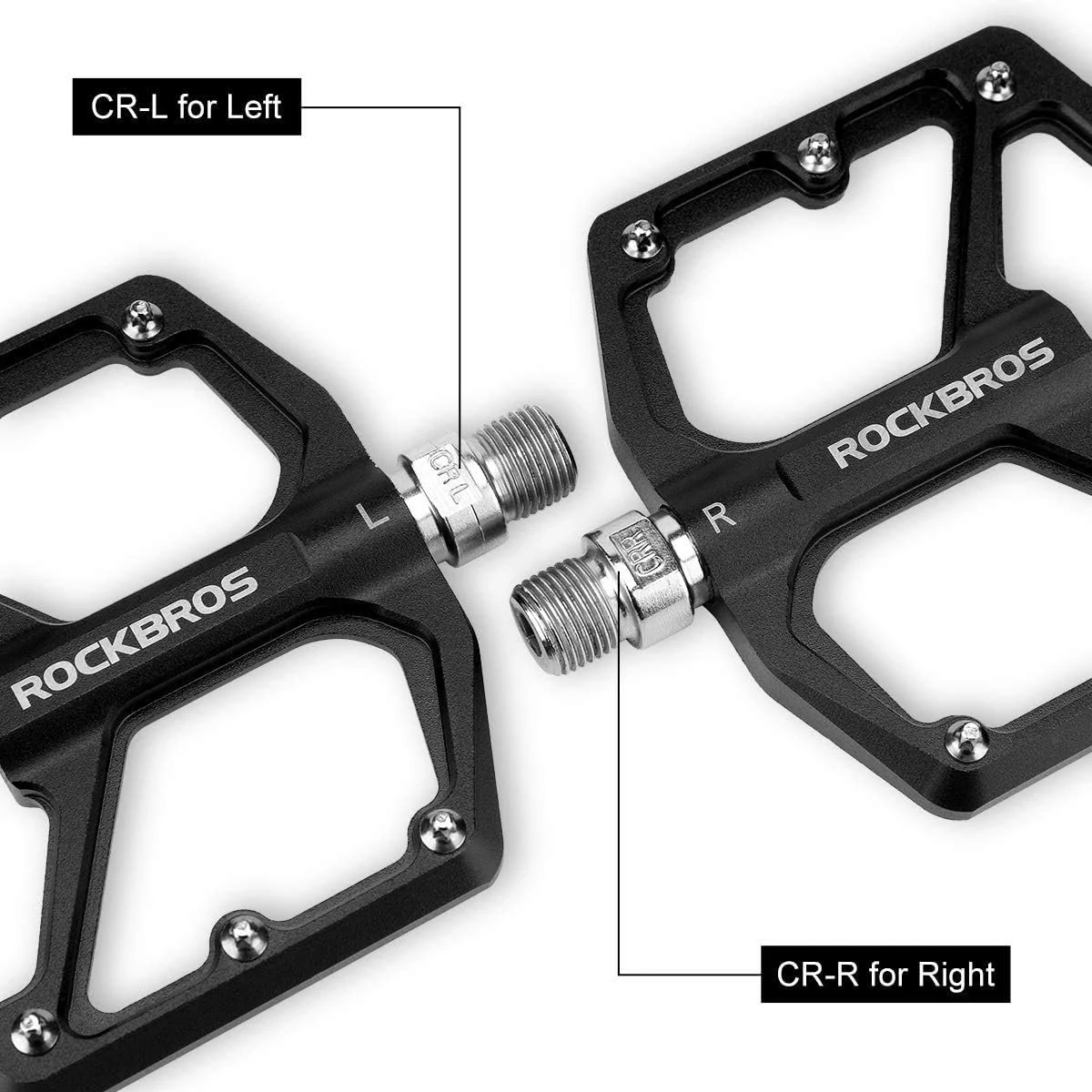 Pedały rowerowe aluminiowe z pinami czarne Rockbros K203-BK