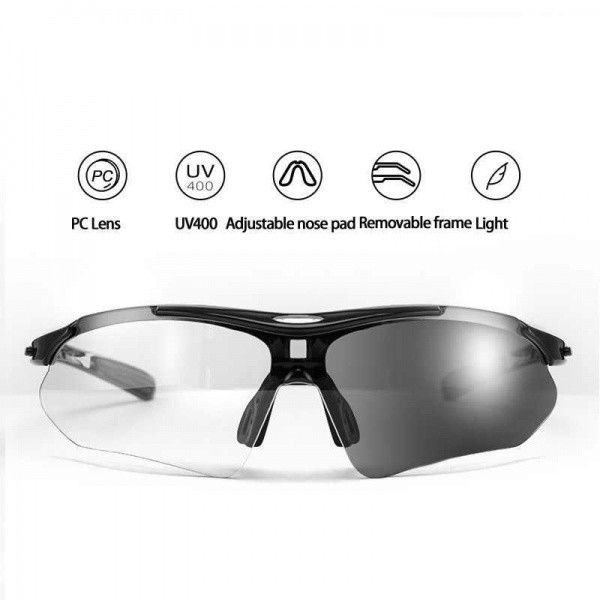 Okulary rowerowe / sportowe fotochrom ROCKBROS UV400 czarne (10143)